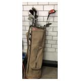 Vtg Burton Golf Bag w/clubs, see photos