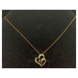 Sterling Silver Heart Necklace W/cz, Tw 2.8g, Sz