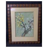 This is a vintage Asian style, bird and floral,