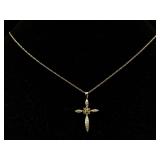 10k Gold Diamond Cross Necklace, Tw 1.7g, Sz 18in