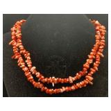 Red Coral Necklace, Approx 18in Long