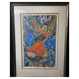 This framed wall art print titled the unicorn in