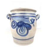 10in Salt Glazed/Cobalt Design Stoneware Crock