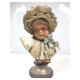 14 inch wonderful old young girl bust with turned