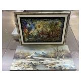Psychedelic art work and landscape painting