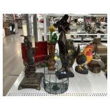 Sculptor retro music man Wooden rooster candle