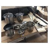 Cooking ware w/stockpots, lid, strainers and