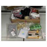 Arts and craft supplies glue gun, brushes and