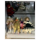 Porcelain dolls musician, clowns and more