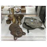 Decorative leaf tray set Buddha face  and brass