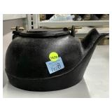 Vintage black cast iron tea kettle
