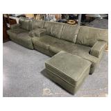 Green pleather Coach and loveseat, needs