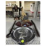 Decorative dog appliances and lantern.
