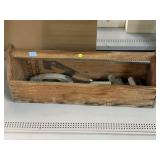 Vintage handmade wooden Carpenters toolbox with