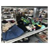Assorted clothes men and women, bass pro shop bag