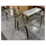 Metal/Glass corner desk, approx 42in long each