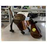 Recycled scrap metal art sculpture of a dog.