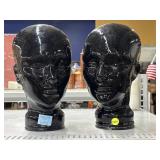 Vintage Black Glass Mannequin Heads