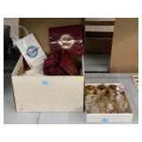 Glass Ornaments, Candle Holders, and Box of