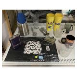 Bar Overspill Rubber Mat, Crown Royal Flask, and