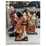 Collection of traditional Japanese geisha dolls