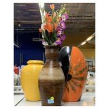Flower vases two porcelain and one fiberglass