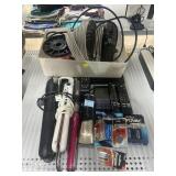 Hair straighteners, cellphones, batteries, cables