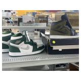 Two Air Nike sneakers size 8 green white and dark