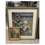 Vintage style floral still life print framed and