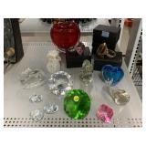 Blown Glass Art Sculptures and Napkin Rings.