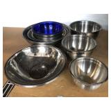 Large collection of stainless steel mixers,