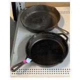 2 Cast Iron Skillets 1 is LODGE.