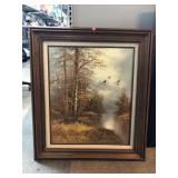 Framed Signed Painting On Canvas. Approx 28x34in
