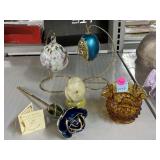Marble Egg, Real Dipped Rose, Glass Ornament, and