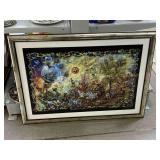Framed gnome print Approx 43 x 31.