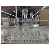 Liquor Decanter and Matching Glasses.