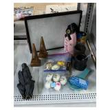 Decorated Wood eggs, Wine Cooler Bag, and More.
