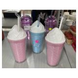 5 New Pink and Blue Tumblers with Straws.
