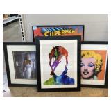 Framed Superman Poster, Pop Art, and More.