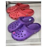 Red and Purple Crocs. Size 13.