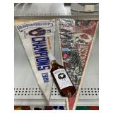 MLB and NFL Banner Flags and Skrewball Bottle.