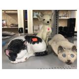 Animal Statues. 2 Porcelain & 1 Stone.