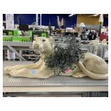 Large cream colored ceramic Cougar Planter.