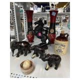 Hand Carved Wood Elephants, Composite Horse