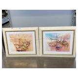 2 Framed Watercolor Paintings of Traditional