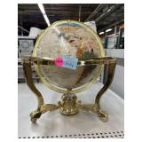 14 inch Mother of Pearl Gemstone Globe with Gold