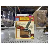 Cherry Stoner in Box and Wine Glasses.