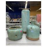 3 GAIA Vase & Jug. Pottery. Largest 20in