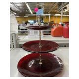 3 tier serving stand with Ruby Red textured