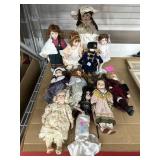 Assorted Collectors Dolls. Mostly Porcelain